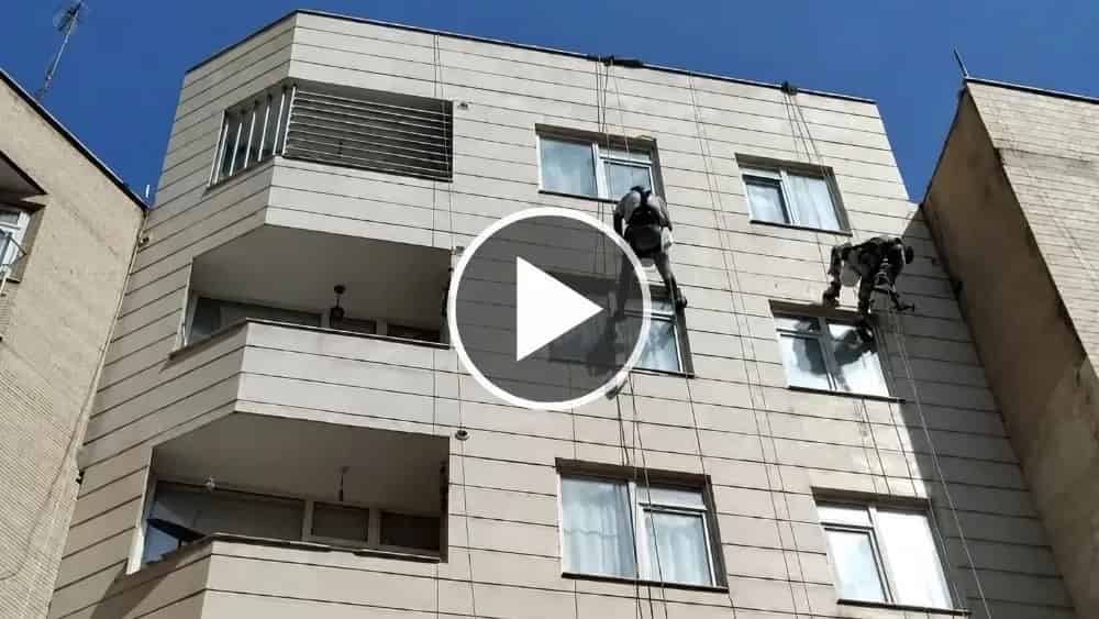 ویدیوهای اجرای تخصصی کار در ارتفاع و نما بدون داربست